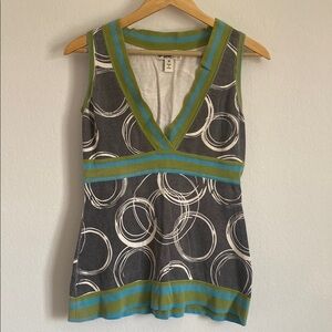 NEVE Tank Top Knit Cotton Empire Waist Deep V-Neck Sleeveless Shirt Sz M